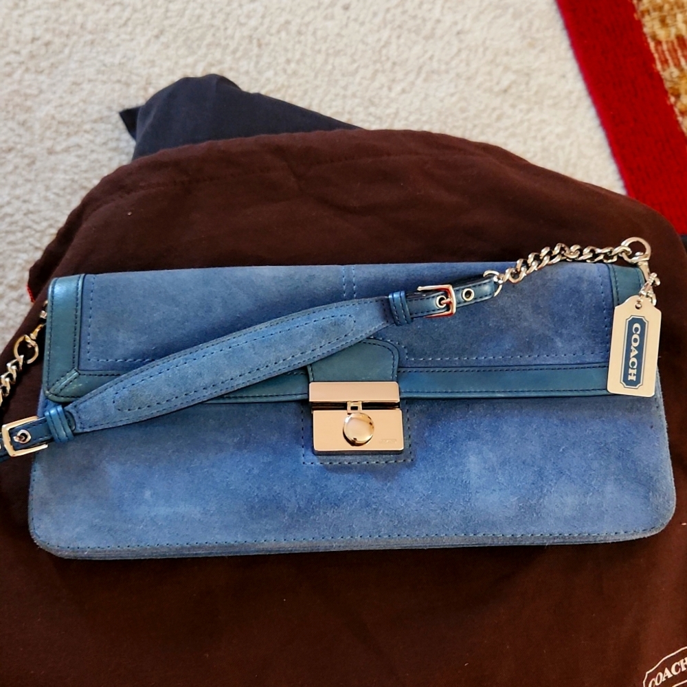 Blue Suede Clutch Purse